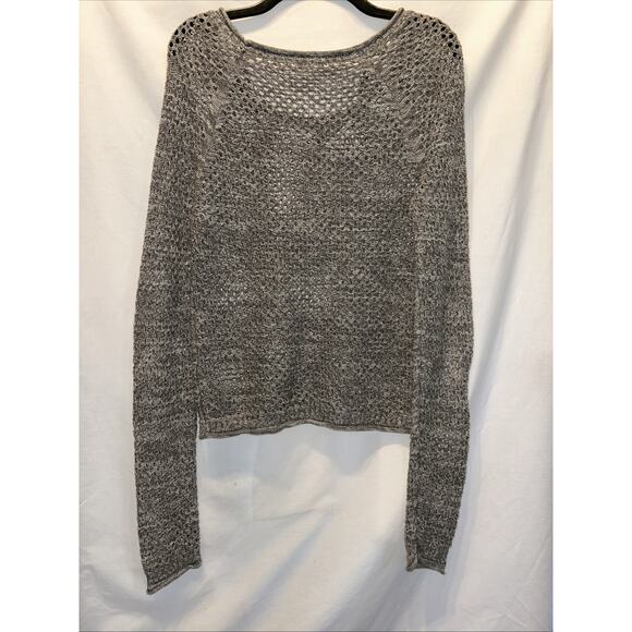 Roxy Fishnet Crochet Sweater Womens Medium Heathered Gray Grunge Coastal Beach - Picture 8 of 15